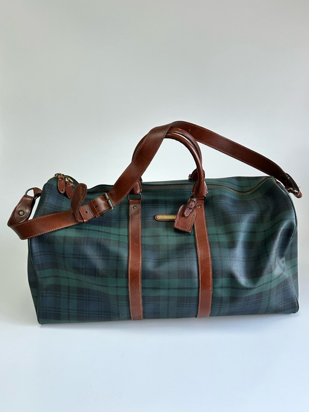 Polo by Ralph Lauren Green Plaid Cabin Bag Weekender Duffle Travel Bag